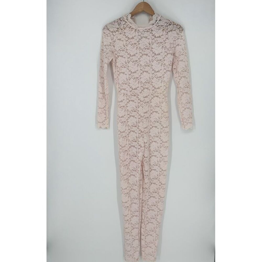 Kim Shui Sheer Lace Long-Sleeve Jumpsuit